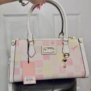 Juicy Couture NWT Miss Independent Satchel White Multi Key Charm Bag Y2K
